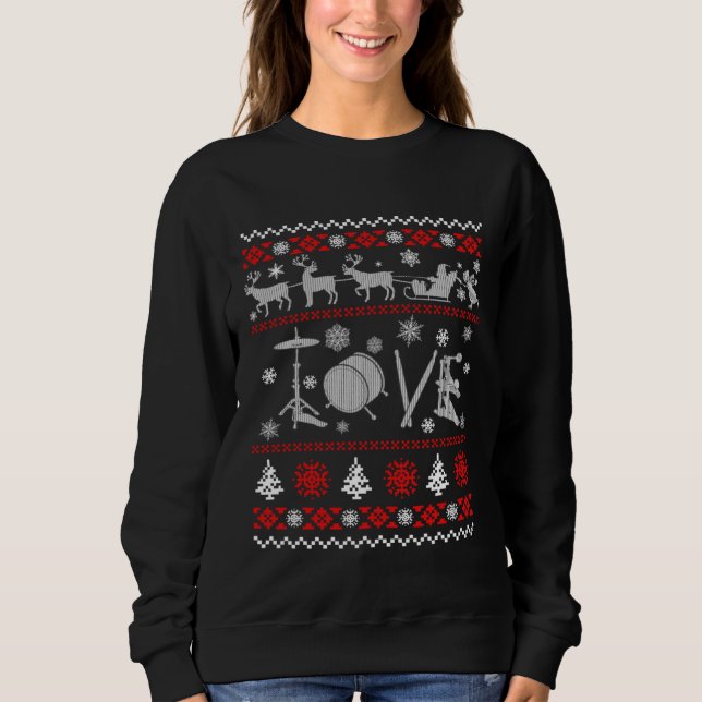 Drummer Ugly Christmas Sweater (Front)