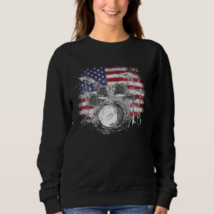 Drummer USA Flag Drum Set American 4th Of July Dru Sweatshirt