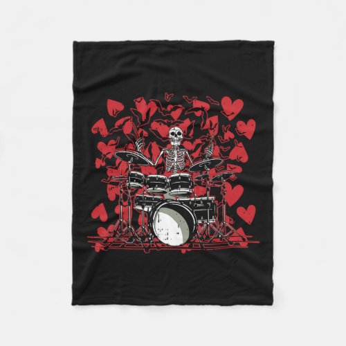 Drummer Valentines Day Rock N Roll Drum Music Love Fleece Blanket