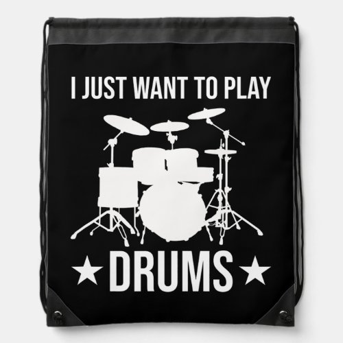 Drummer Vintage Drumset Funny Drummers Drumming Drawstring Bag