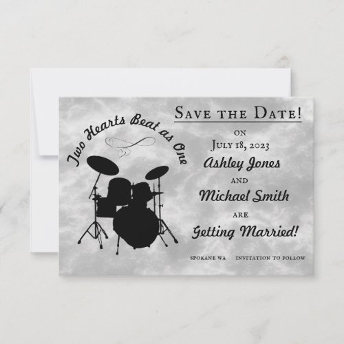 Drummer Wedding Rock  Roll Save the Date Drum Kit RSVP Card