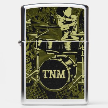 Drummer With Your Initials Zippo Lighter by stationeryshop at Zazzle
