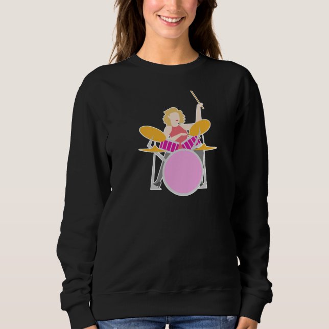 Drummer Woman Design for Band Musicians Sweatshirt (Front)