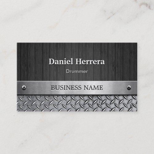 Drummer _ Wood and Metal Look Business Card