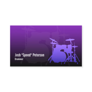 Drummer's Drum Kit Silhouette Violet Business Card