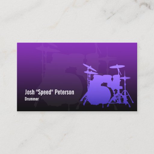 Customizable Drummer's Drum Kit Silhouette Violet Business Card
