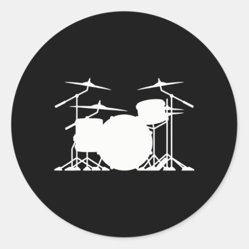 Drummers Drum Set Kit Silhouette Minimalist Classic Round Sticker