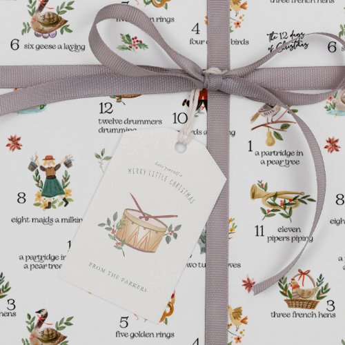 Drummers Drumming  12 Day of Christmas Holiday Gift Tags