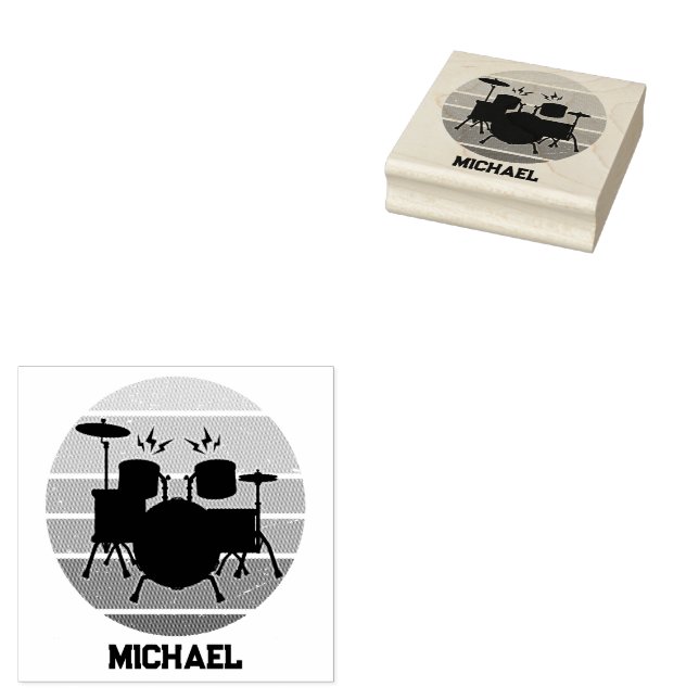 Drummers Personalized Rubber Stamp (Stamped)