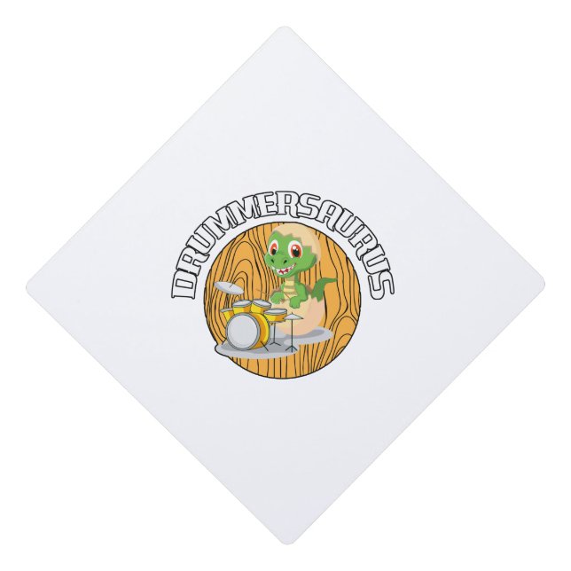 Drummersaurus Drummer Dino Graduation Cap Topper (Front)