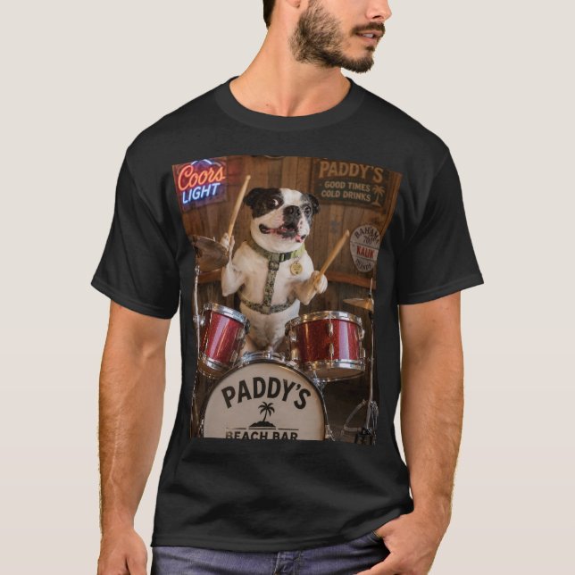 Drumming Boston Terrier T-Shirt (Front)