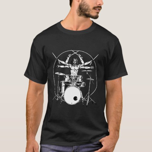Drumming Drum Da Vinci Vitruvian Drummer T_Shirt