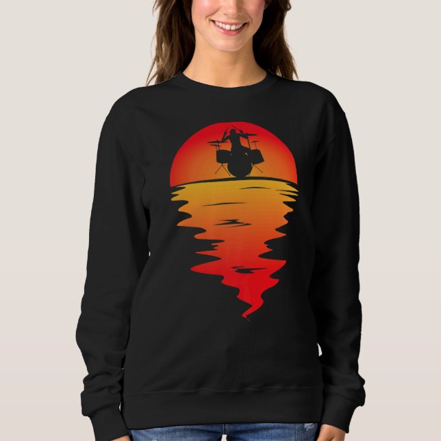 Drumming Drum Set Sunset For Drummer And Percussio Sweatshirt (Front)