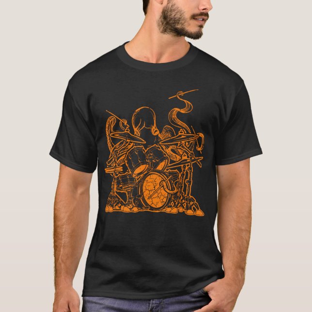 Drumming Gifts Percussion Octopus Playing Drums Dr T-Shirt (Front)