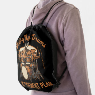 Drumming Is My Retiret Plan Drummer Music Drawstring Bag