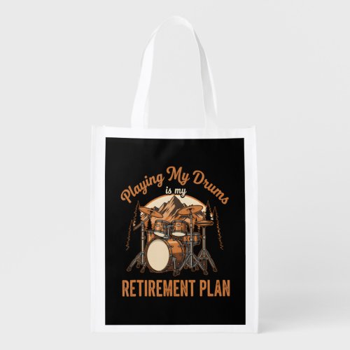 Drumming Is My Retiret Plan Drummer Music Grocery Bag