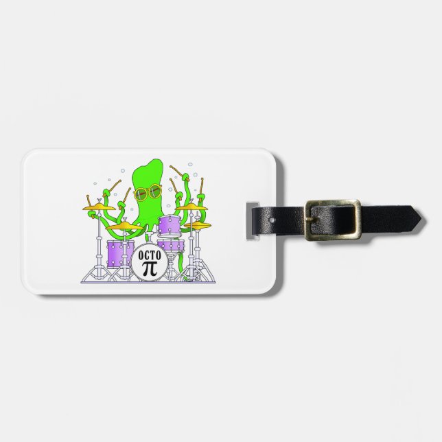 Drumming Octopus Luggage Tag (Front Horizontal)