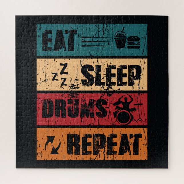 Drumming passion: t-shirt design illustration. jigsaw puzzle (Vertical)