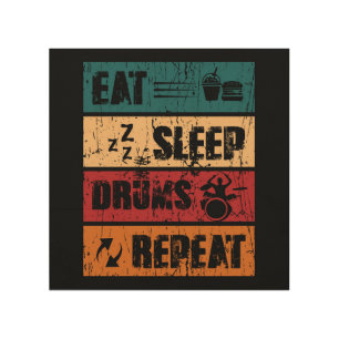 Drumming passion: t-shirt design illustration. wood wall art