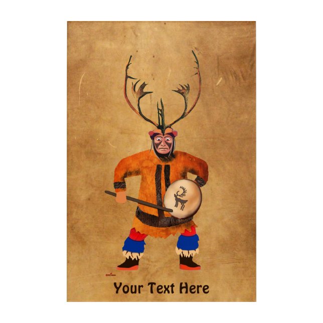 Drumming Shaman Acrylic Print (Front)