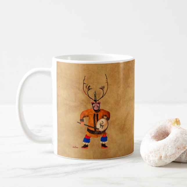 Drumming Shaman Coffee Mug (With Donut)