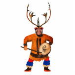 Drumming Shaman Cutout<br><div class="desc">A northern shaman,  wearing buckskin clothing and caribou (reindeer) antlers,  performs a drumming ritual to communicate with spirits and travel between realms.</div>