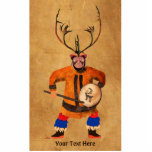 Drumming Shaman Cutout<br><div class="desc">A northern shaman, wearing buckskin clothing and caribou (reindeer) antlers, performs a drumming ritual to communicate with spirits and travel between realms. Customize by adding your own text.</div>