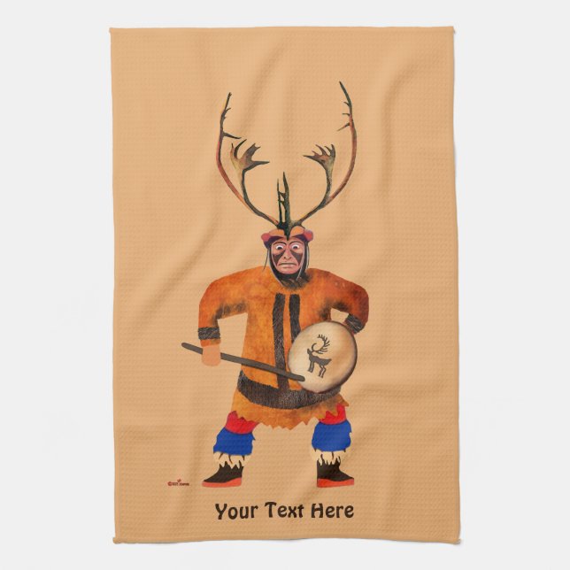 Drumming Shaman Kitchen Towel (Vertical)