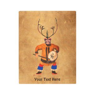 Drumming Shaman Metal Print