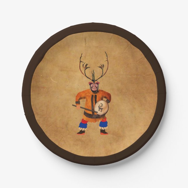 Drumming Shaman Paper Plates (Front)
