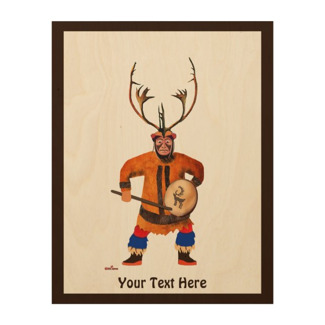 Drumming Shaman Wood Wall Art (Front)