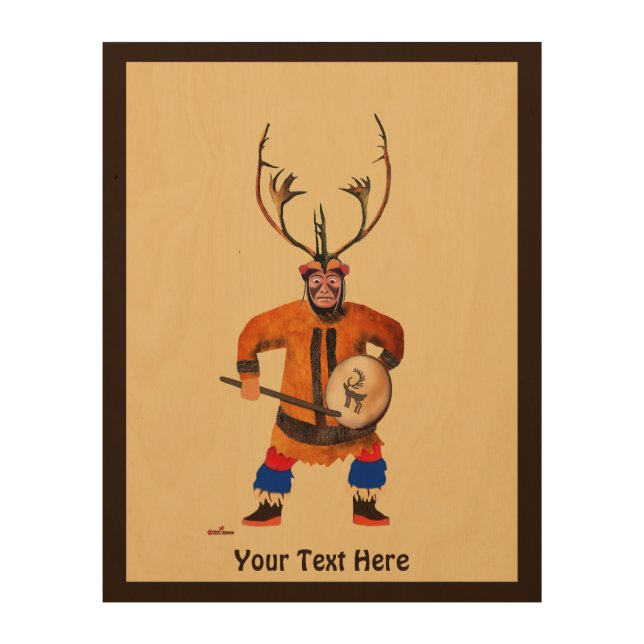 Drumming Shaman Wood Wall Art (Front)