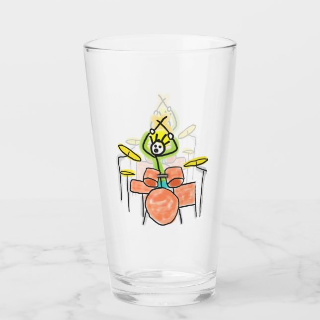 Drumming Stickman Glass (Front)