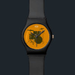 drumming time wrist watch<br><div class="desc">Graphic drum image - the orange background color can be changed ("customize it" button)</div>