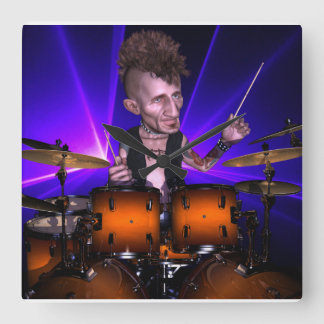 Drumming with Lasers Square Wall Clock