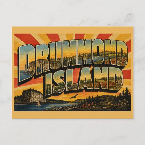 Drummond Island Michigan Limestone Cliff Alvar Art Postcard