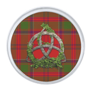 Drummond Tartan And Celtic Trinity Knot Silver Finish Lapel Pin