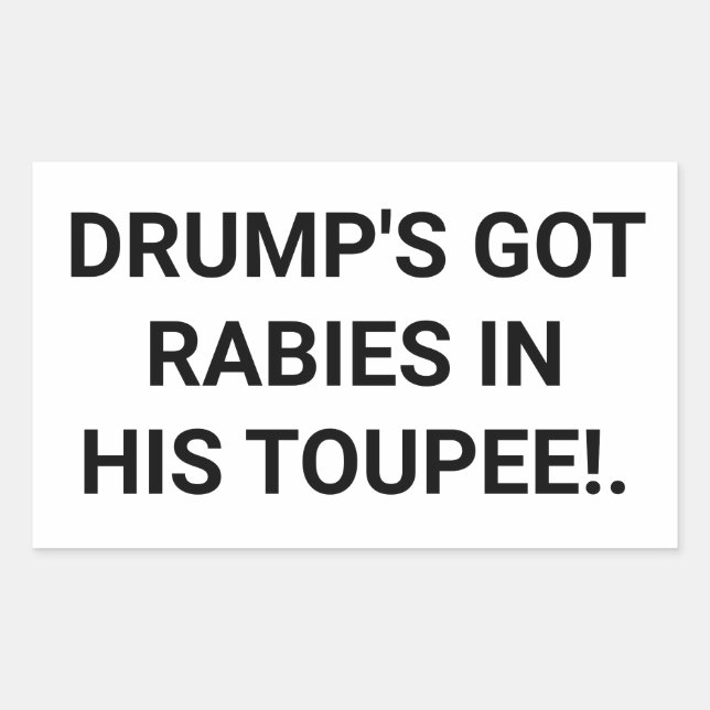 Drump's Got Toupee Rabies Hankamer Artjunkhaus Fun Rectangular Sticker (Front)
