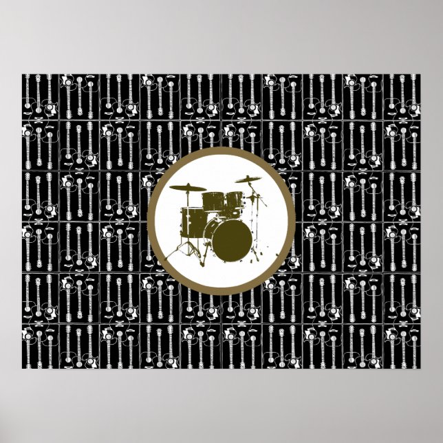 drums and guitars for walls poster (Front)