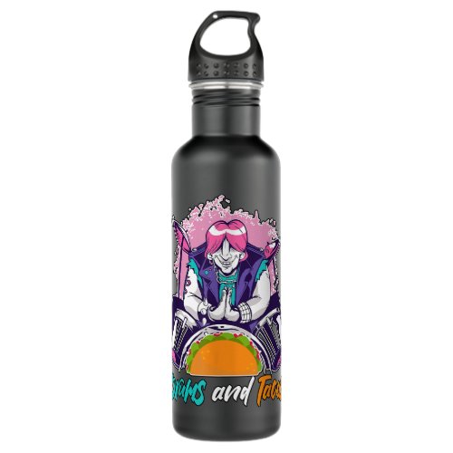 Drums and Tacos Drummer Drums Men Women Kids  Stainless Steel Water Bottle