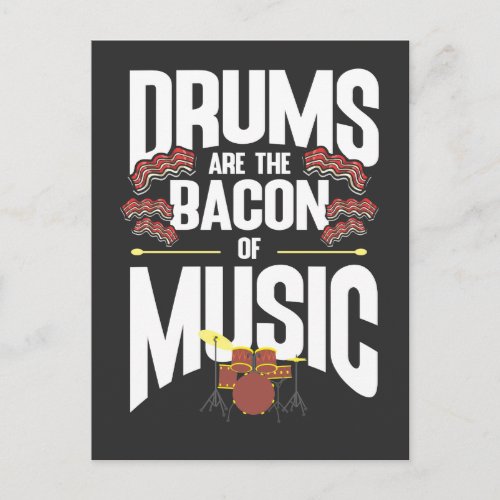 Drums Bacon Music Instrument Drummer Percussion Postcard