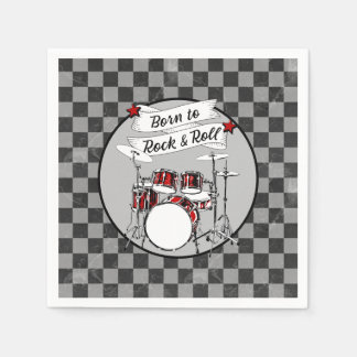 Drums Born to Rock & Roll Drummer Party Drum Kit Napkins
