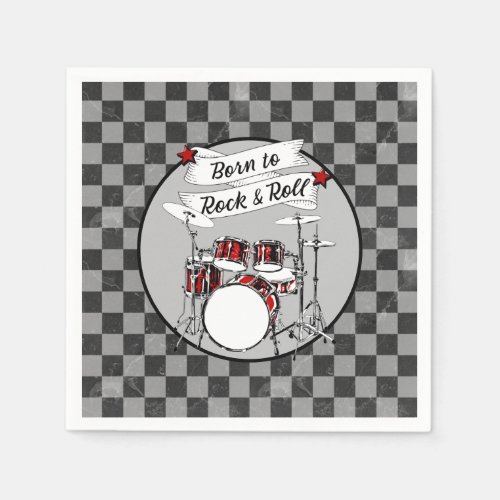 Drums Born to Rock  Roll Drummer Party Drum Kit Napkins