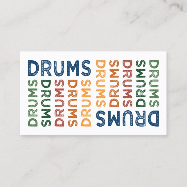 Drums Colorful Business Card (Front)