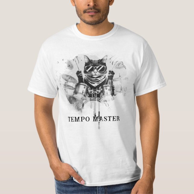 *~* Drums Cool Cat AP91  DRUMMER Percussionist T-Shirt (Front)