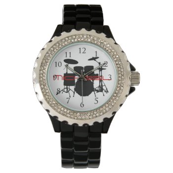 Drums Custom Name Watch With Numbers by LeSilhouette at Zazzle