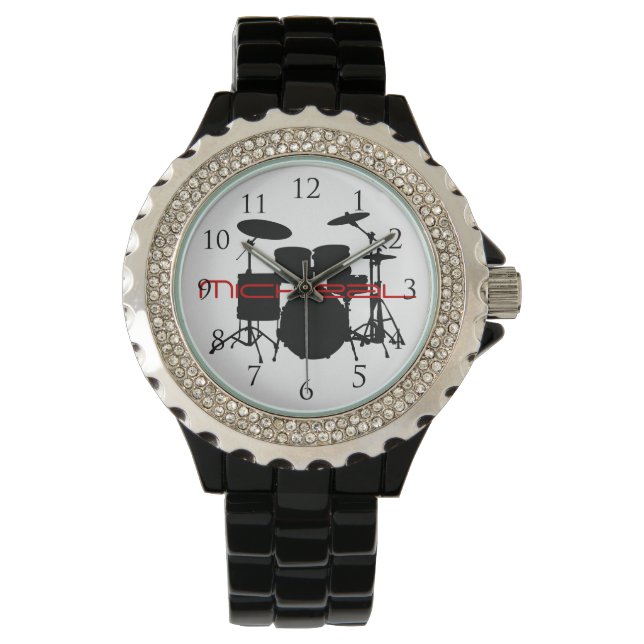 Drums Custom Name Watch with Numbers (Front)