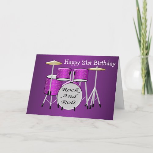 Drums Design Personalised 21st Birthday Card