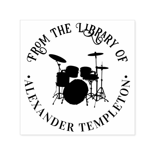 Drums Drum Kit Musical Instrument Library Book Self-inking Stamp (Design)