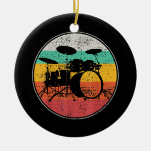 Drums Drummer Band Drumset Retro Vintage Ceramic Ornament